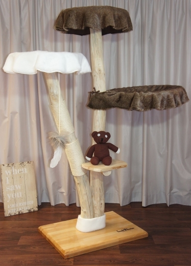 Natural wood cat tree - Chocolate-